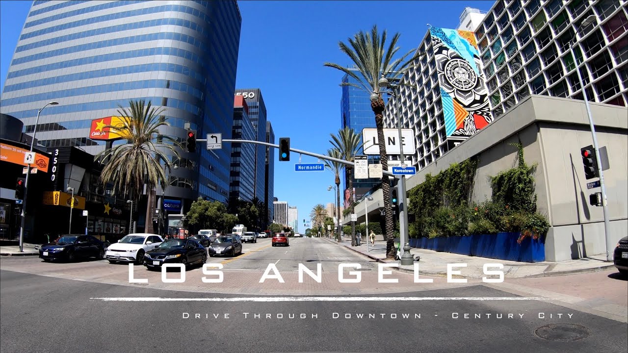 Driving Los Angeles, California Downtown to Century City | 4K Street View Tour