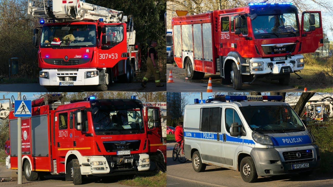Pożar pustostanu - Działania 3 zastępów PSP z JRG 7 Poznań i Policji
