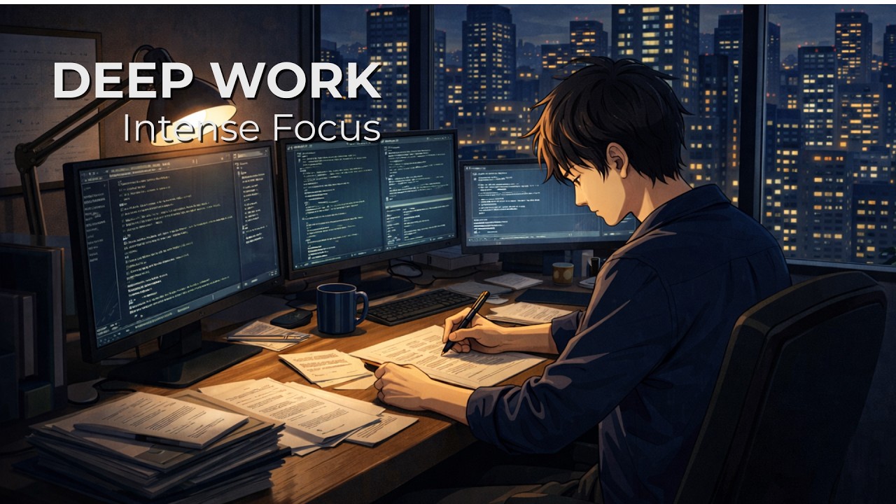 Deep Work Lofi — Warm Anime Coding Room (1 Hour)