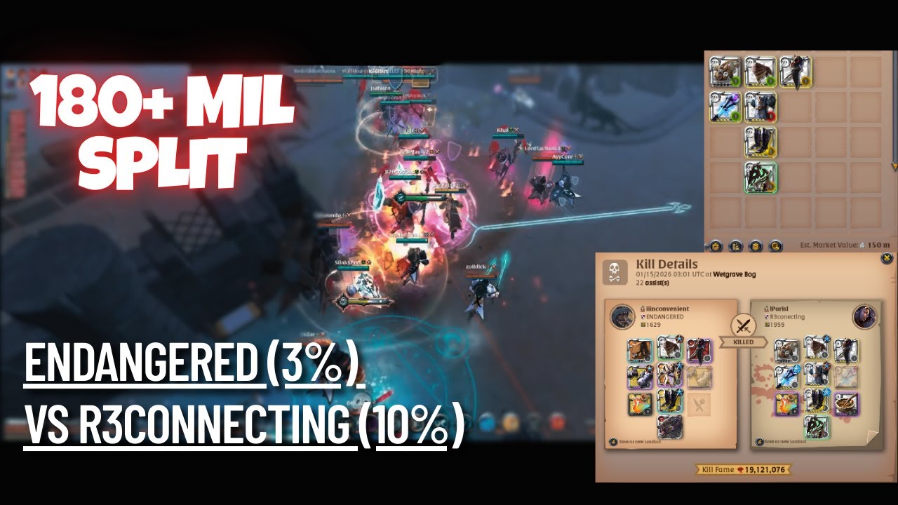 Endangered (3%) vs R3connecting (10%) | 180+ mil Split | West Server | Albion online