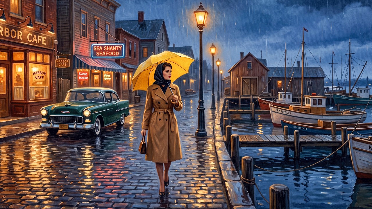 Rain Falls Over a 1957 Seaside Town | Vintage Americana Music