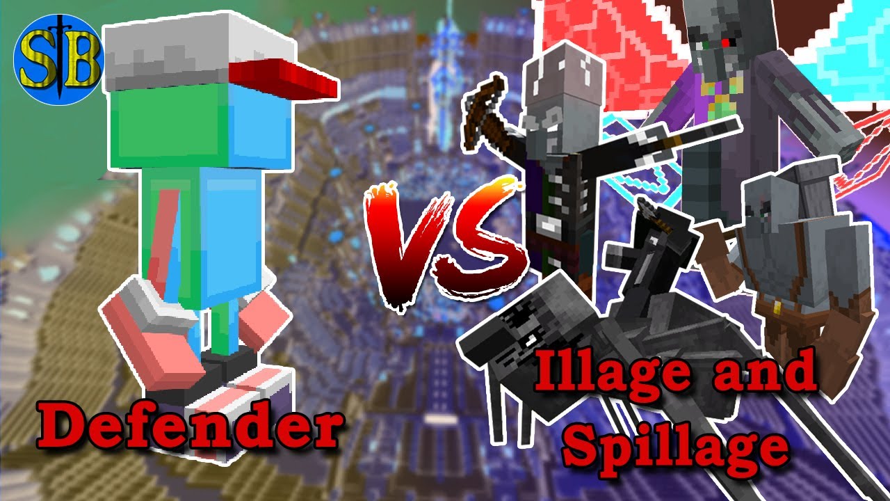 Defender(WIP) vs Illage and Spillage | Minecraft Mob Battle