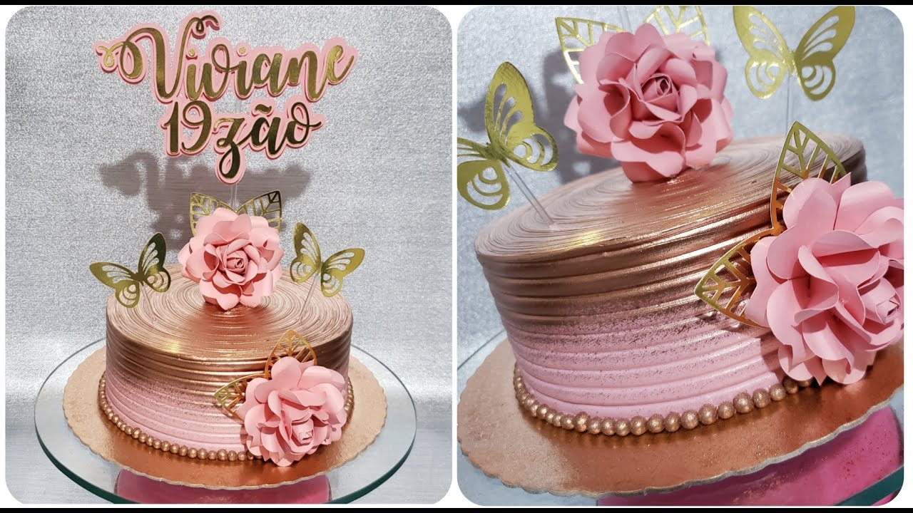 Passo a passo - Decoração de Bolo Rosê Gold