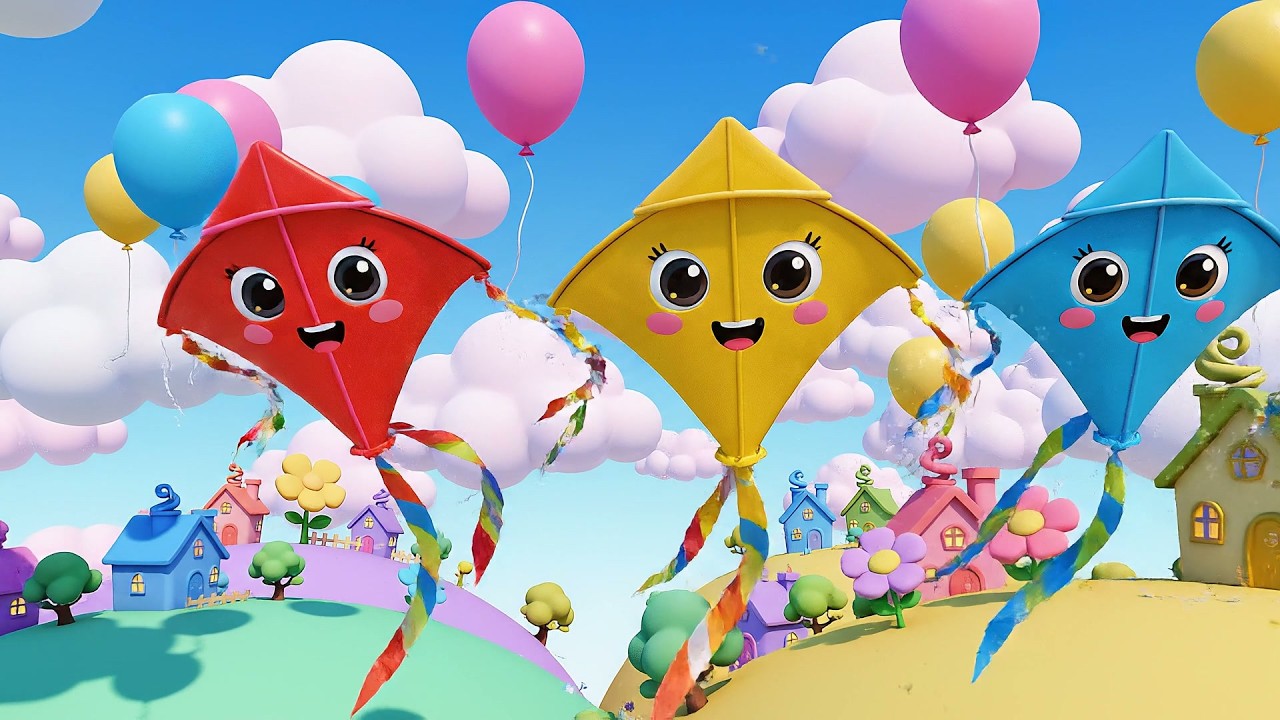 Three Little Toy Kites Fly High Fly High | 🪁 Windy Day Counting & Sky Adventure