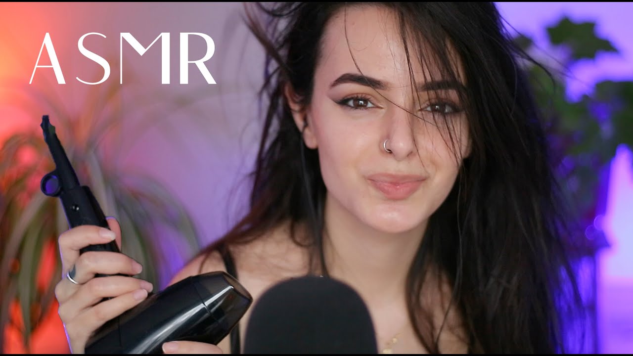 ASMR Hair Play Triggers (Blow Drying, Gentle Hair Brushing in Front of Face) | Nymfy Official