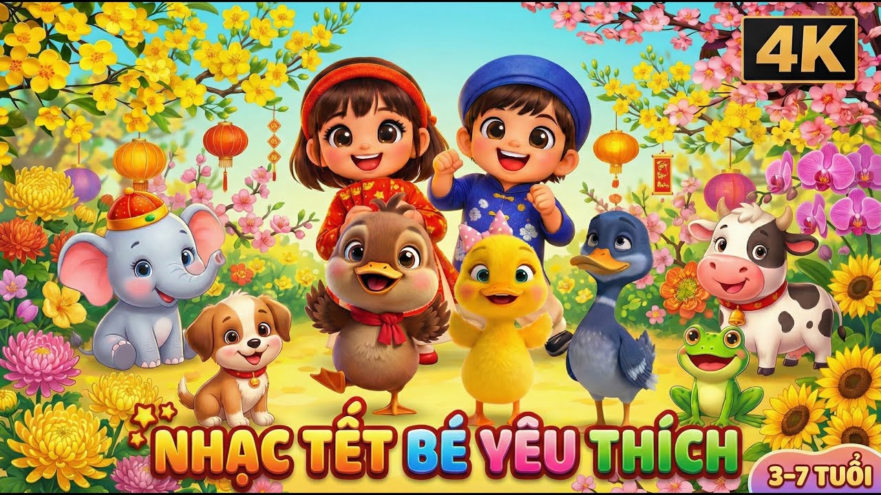 🎶 NHẠC TẾT THIẾU NHI CHO BÉ NĂM MỚI | NHẠC TẾT BÉ YÊU THÍCH | BÉ YÊU MOKA | 4K
