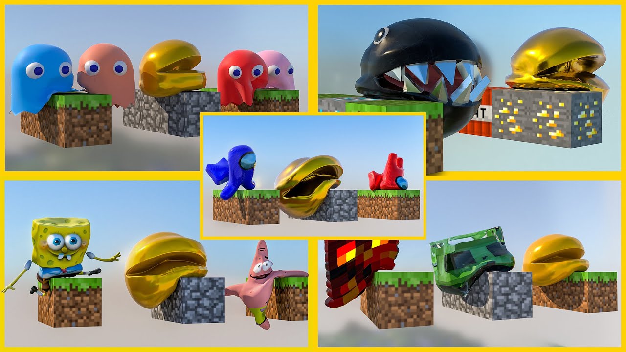 Pacman and Friends - Softbody Simulation Compilation - Oddly satisfying V3