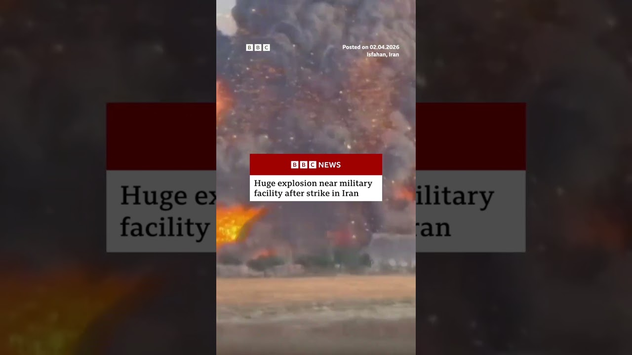 Huge explosion near military facility after strike in Iran. #IranWar #US #BBCNews