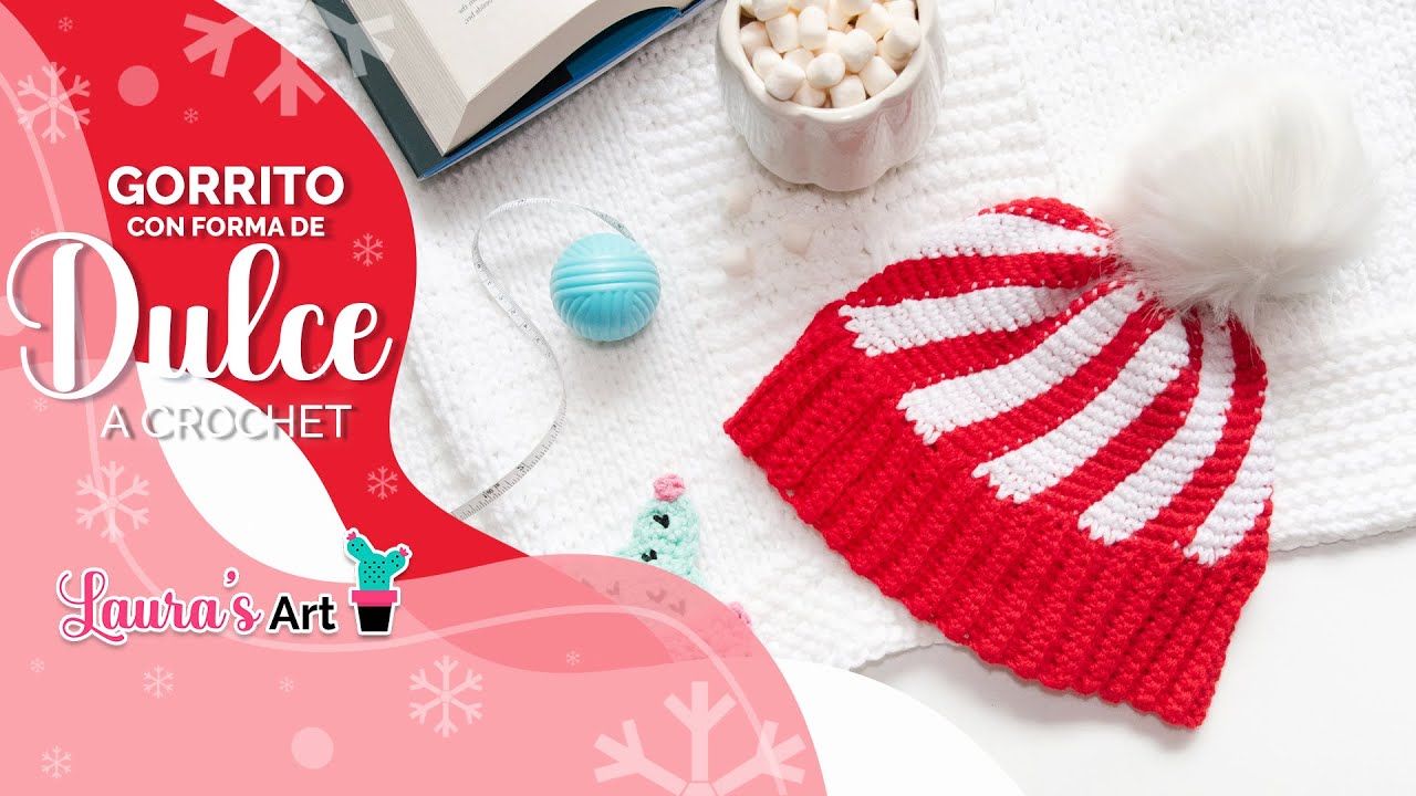 Gorro de invierno a Crochet con forma de Dulce / Caramelo.