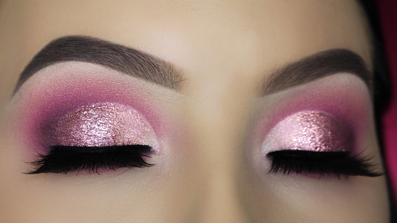 Berry Pink Glitter Half Cut Crease Tutorial