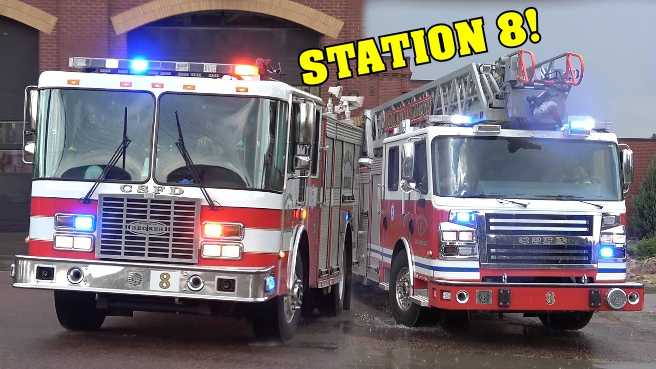 [BUSY Fire Station 8!] - COLORADO SPRINGS FIRE | Engine 8, Truck 8 & EMS Ambulances responding!