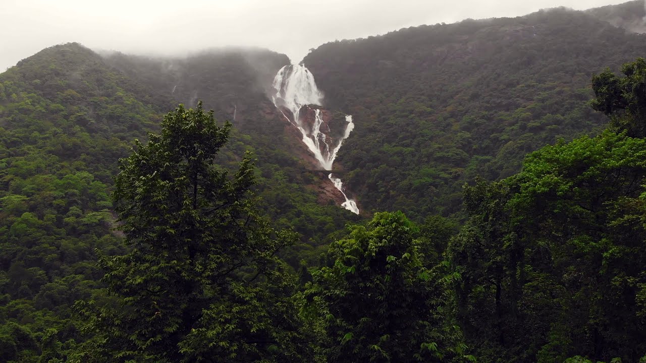 Dudhsagar Waterfalls Ariel View 4K | DJI Mavic Air |