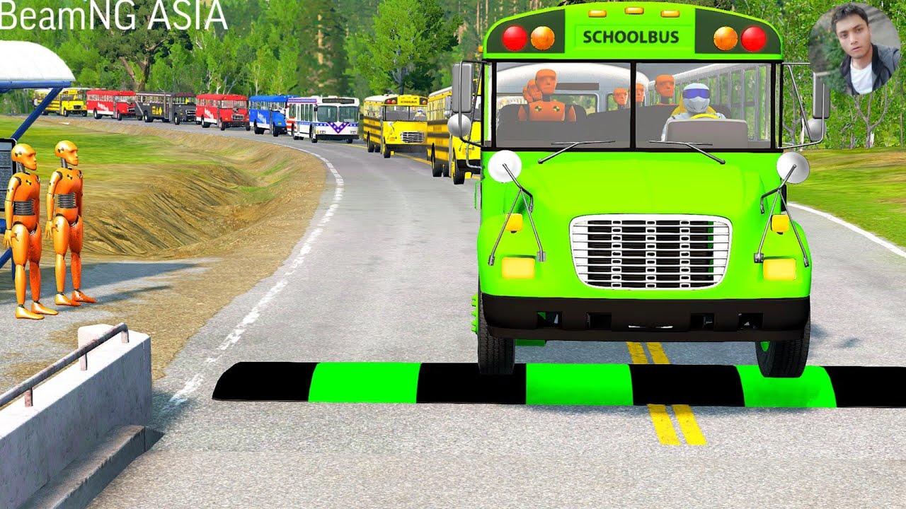 10 Trucks Cars vs Lava vs  Speed Bumps| 10 Buses vs Lava vs  Speed Bumps BeamNG.Drive #011
