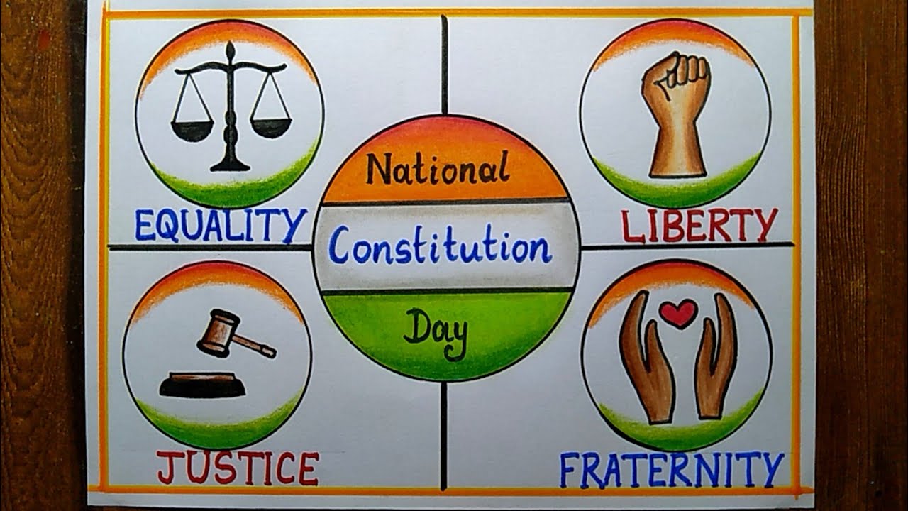 National Constitution Day Poster Drawing easy,26th Nov | Construction day drawing | Law Day drawing