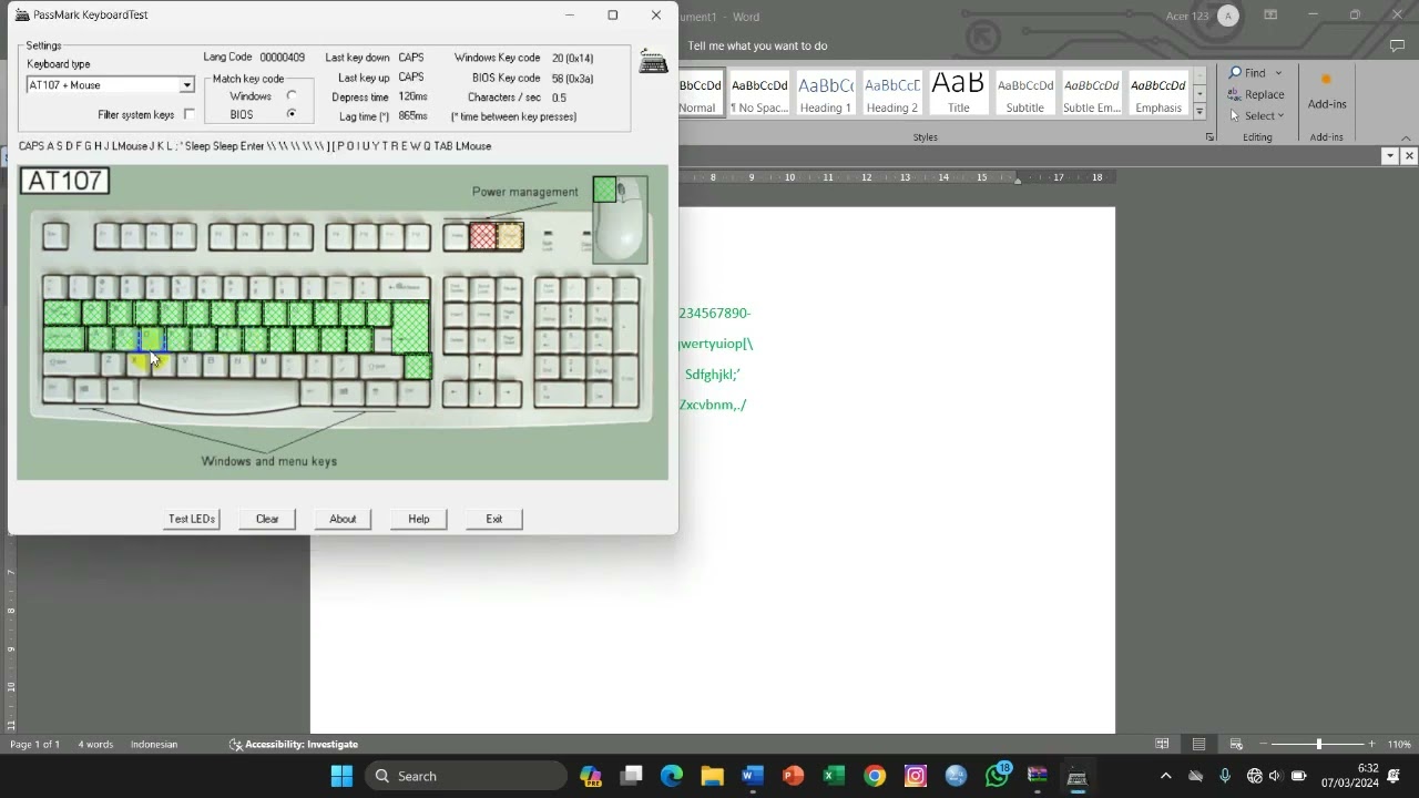 PassMark KeyboardTest - Check Error Keyboard