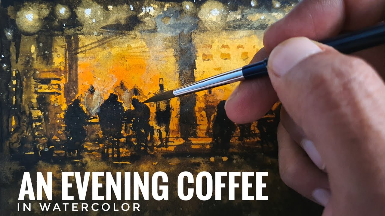 How to paint a Crowded Cafe Scene ~ Watercolor Painting Timelapse step by step
