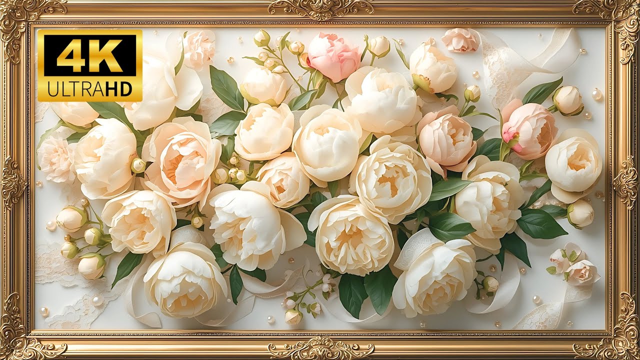 Romantic Peony Elegance | Frame TV Art for Feng Shui Love & Harmony 4K UHD