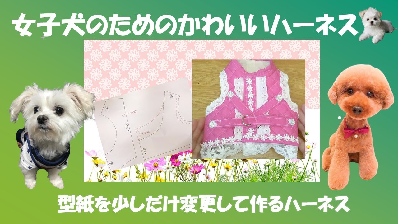 かわいい女子ワンちゃん必見！フリルたっぷりおしゃれハーネスの作り方【小型犬向け】