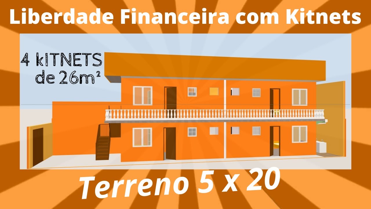 Viver de Kitnet Projeto 4 Kitnets 26m² Terreno 5x20 - Rendimento acima de 1% no Aluguel