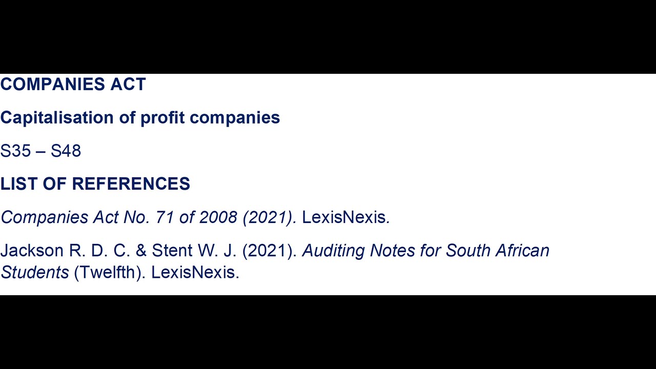 Companies Act 2: Capitalisation of profit companies