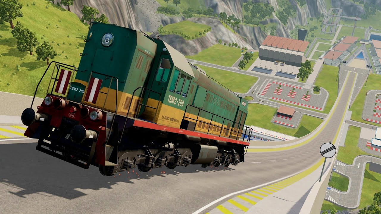 Big Ramp Jumps with TRAINS [BeamNG Drive] DEMOLISHER NG