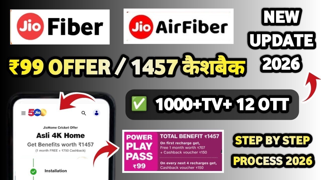 Jio Airfiber New ₹99 Offer 1457 cashback | Jio 99 Power play Pass Offer Explain | Jiohome 99 Offer