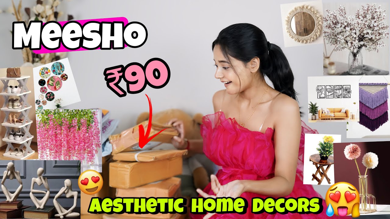 ₹90 main Aesthetic Home Decors from Meesho😱😍| Huge Home Decor Haul Under ₹400🥵🤯 #meeshohaul #decor