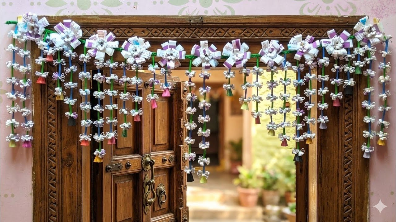 दूध के खाली पैकेट से सुंदर दरवाज़े की तोरण // Beautiful Door Toran Made from Used Milk Packets