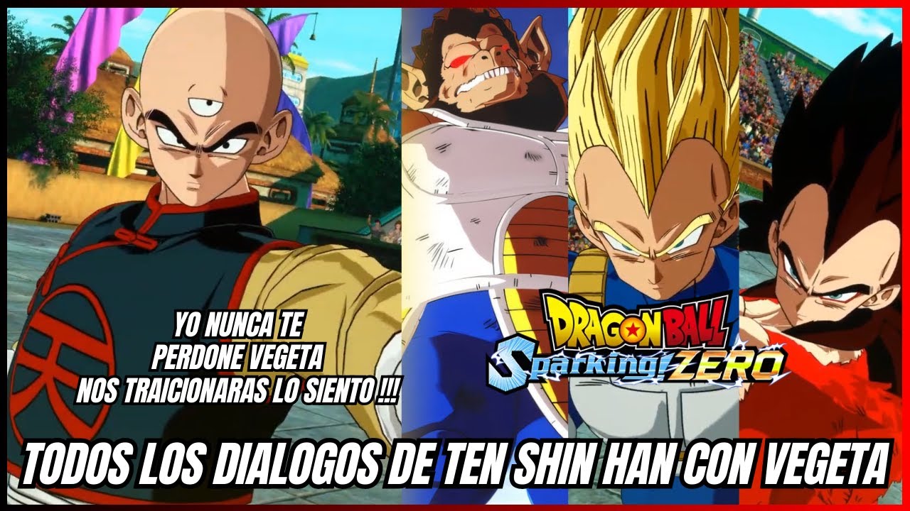 Todos los Dialogos de Ten Shin Han con Vegeta  DRAGON BALL SPARKING ZERO