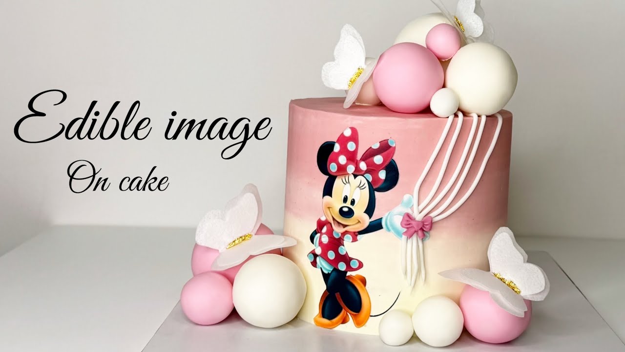 How to decorate a cake with edible image /Minnie mouse cake decorating