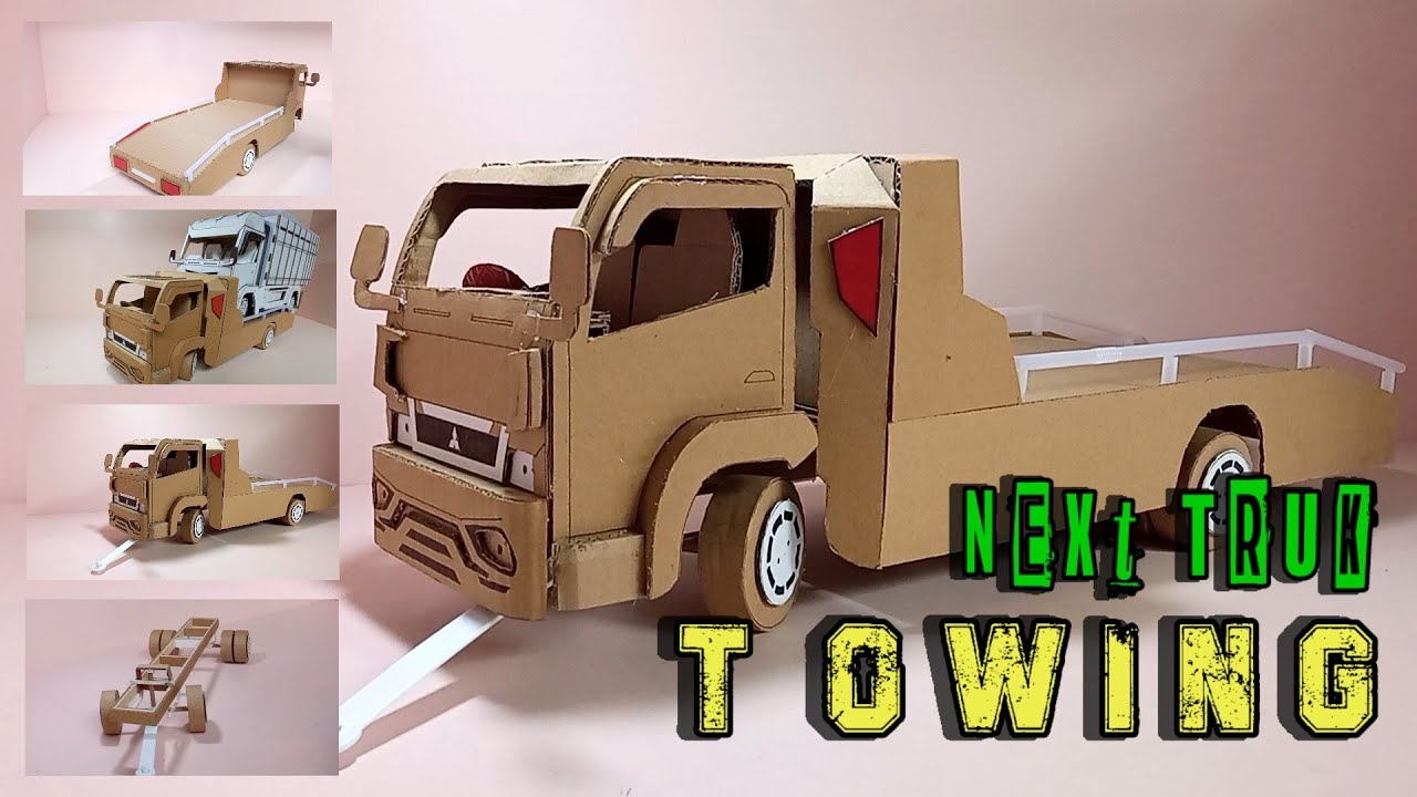 Membuat miniatur truk towing dari kardus,truk oleng