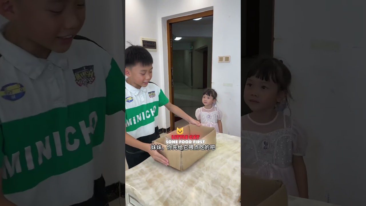 🐱🤝 Langlang and Julie rescued a little kitty#cat #funny