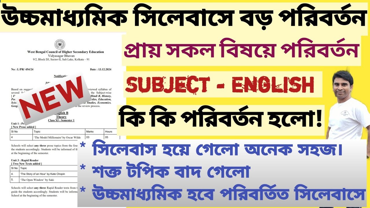 উচ্চমাধ্যমিক নতুন সিলেবাসে পরিবর্তন || Class 11,12 New Syllabus Changed || Revised HS Syllabus 2024