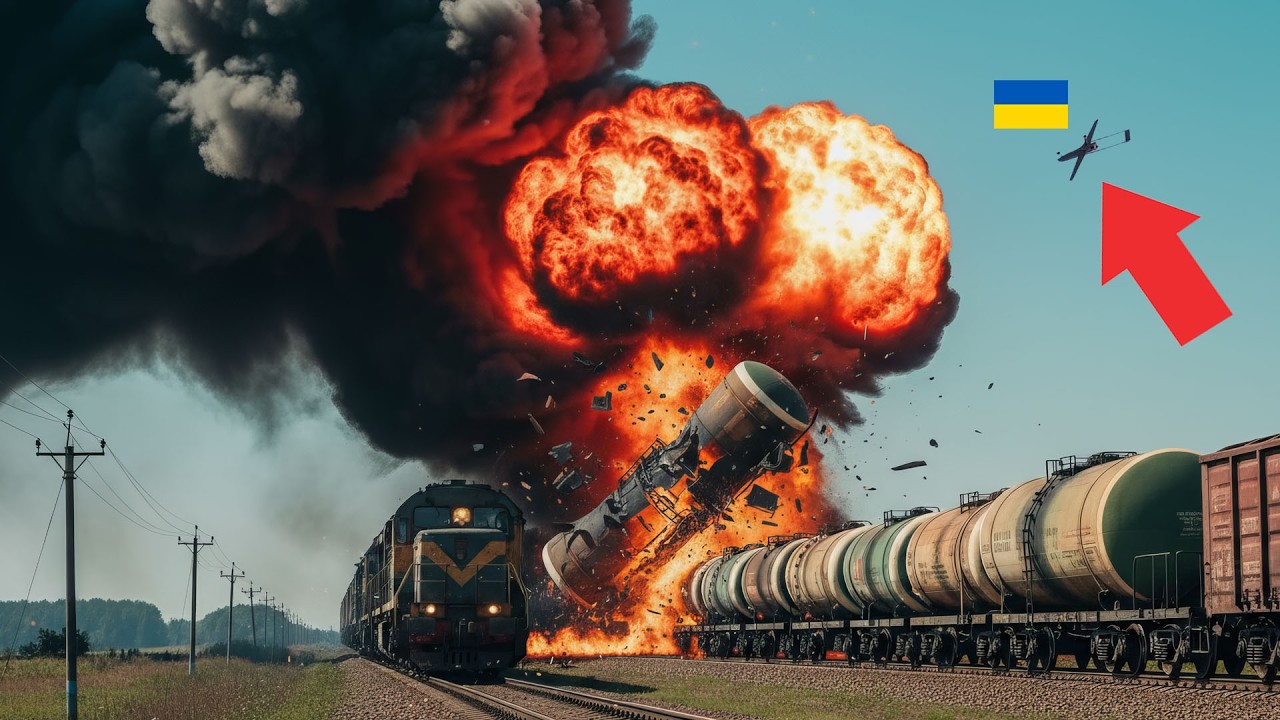 WATCH 4 Ukrainian Drones OBLITERATE a Russian Fuel Train