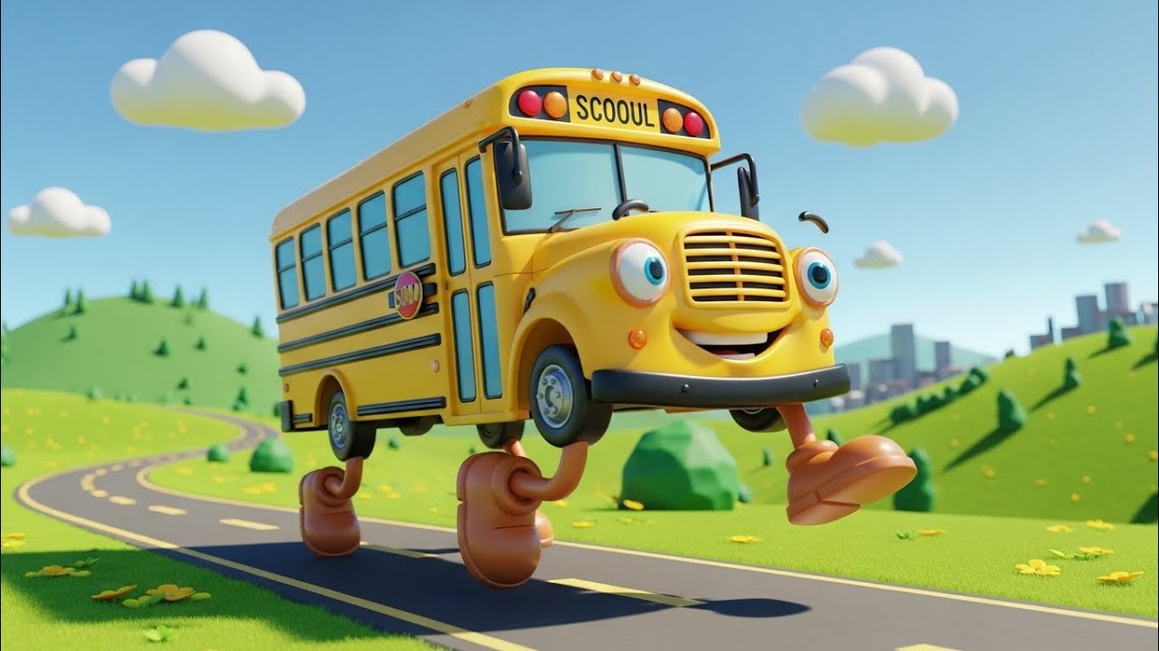🚌 The Bus Goes Round and Round | Fun 3D Kids Song UK Nursery Rhyme for Children Sing Along & Learn🎶