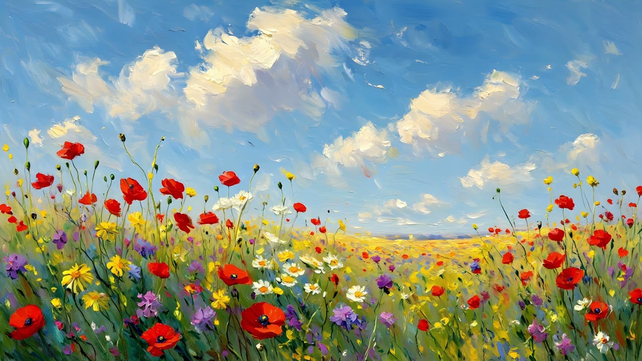 Transform Your TV into 4K Wall Art | Impressionist Floral Painting Display for Home & Office