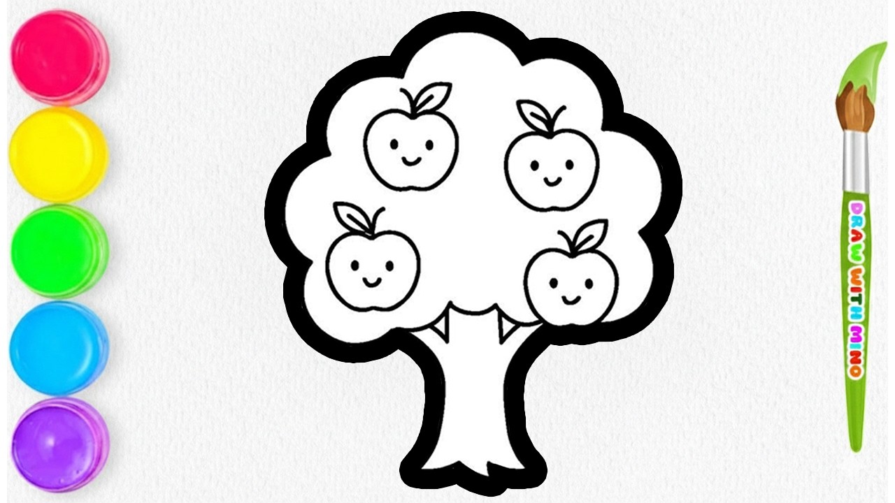 How to Draw Apple Tree | Drawing, Coloring, & Painting  for Kids & Toddlers🌳🍎