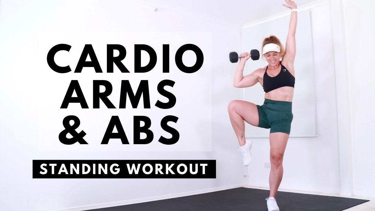 45 MIN Standing Cardio, Arms & Abs Workout with Weights