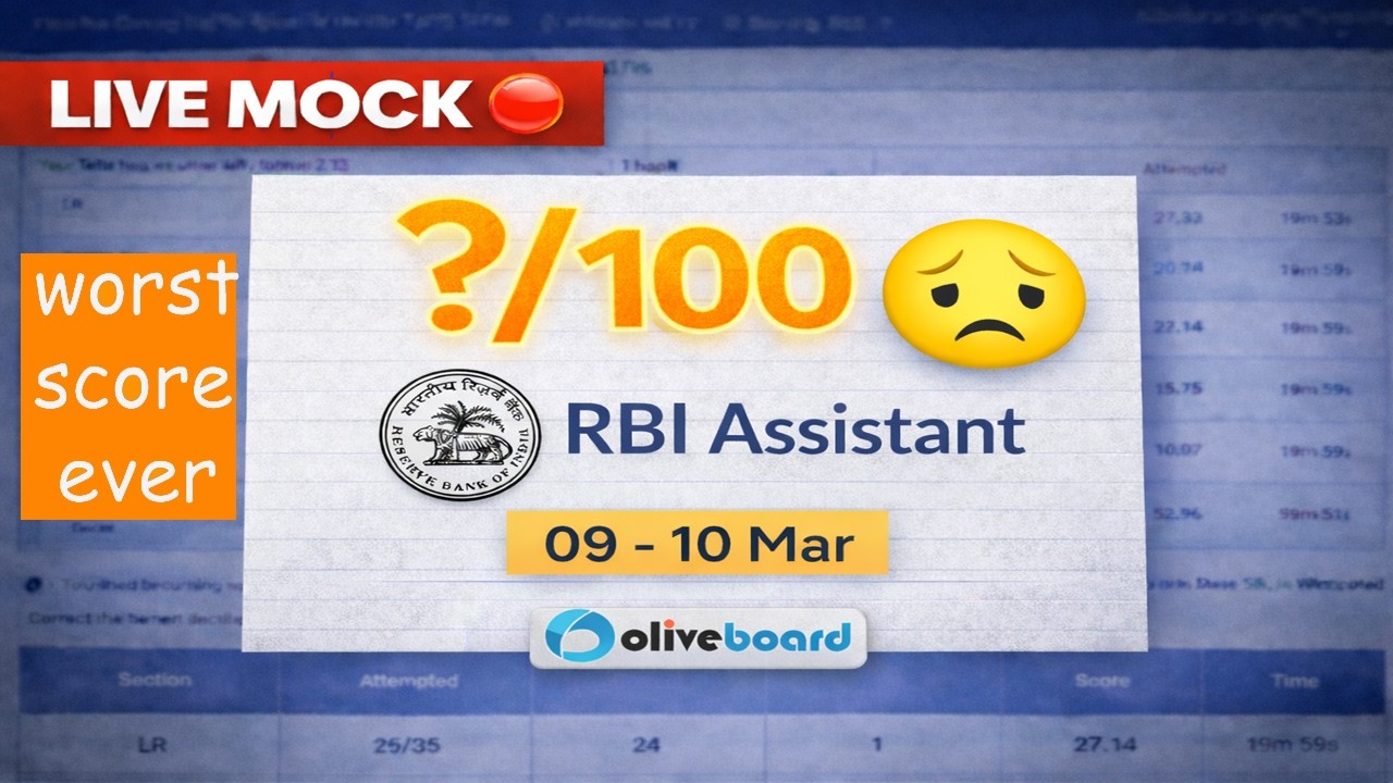 🎯Oliveboard RBI Assistant 2026 Live Mock Test 📚✍️|09 -10 Mar | Share Scores📝👆| #ibpsclerk #rbi #live