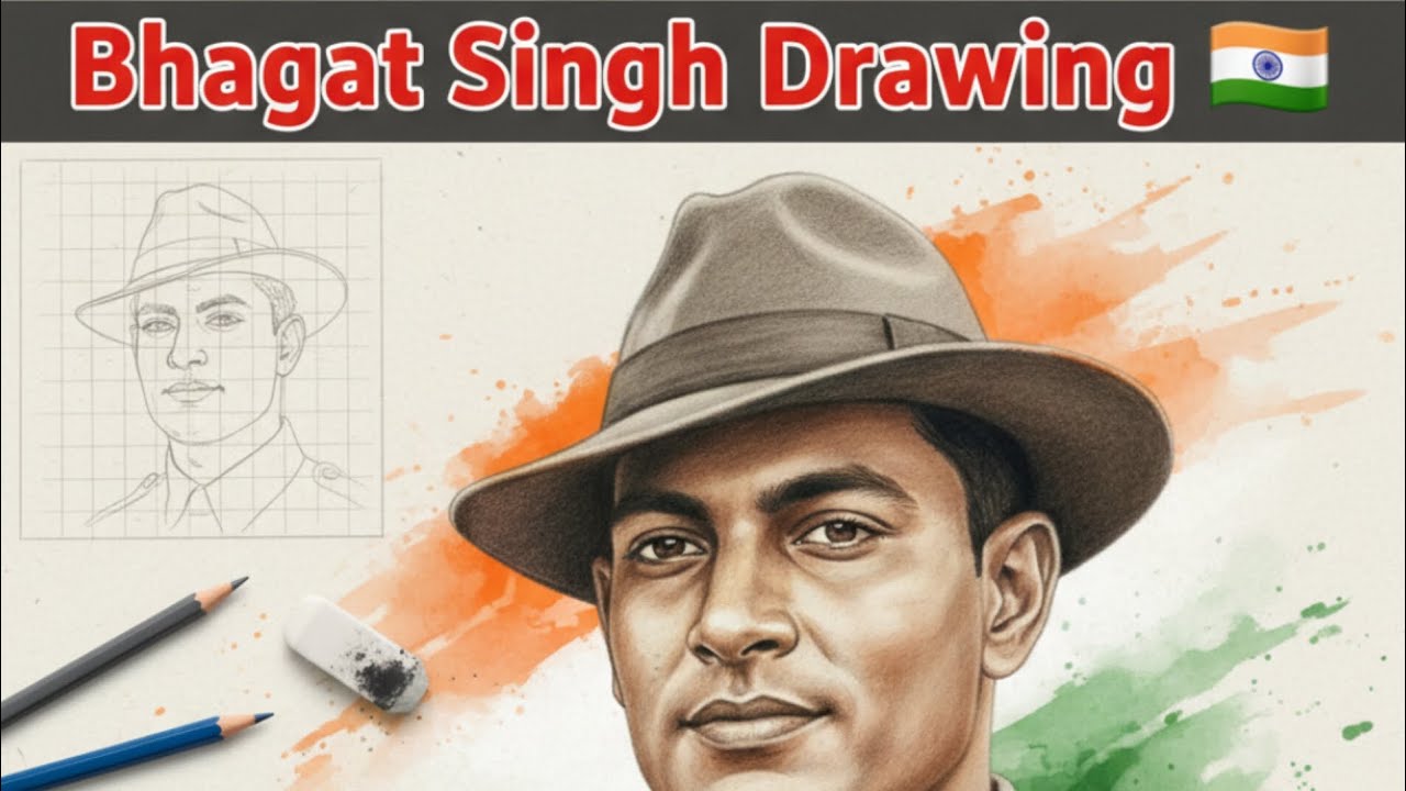 BHAGAT SINGH Drawing With oil Pastel / Step by Step / Republic day /Independence day Special
