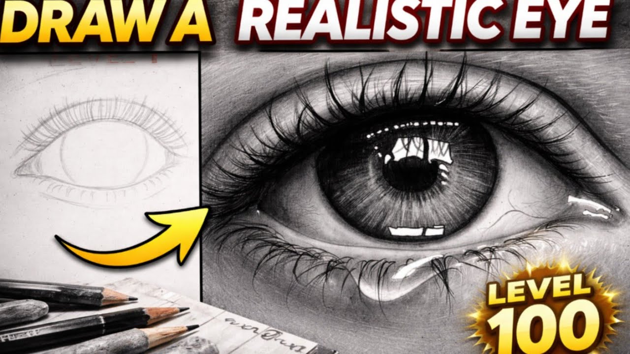 How to Draw a Realistic Eye - Step by Step for Beginners (7 days challenge) 