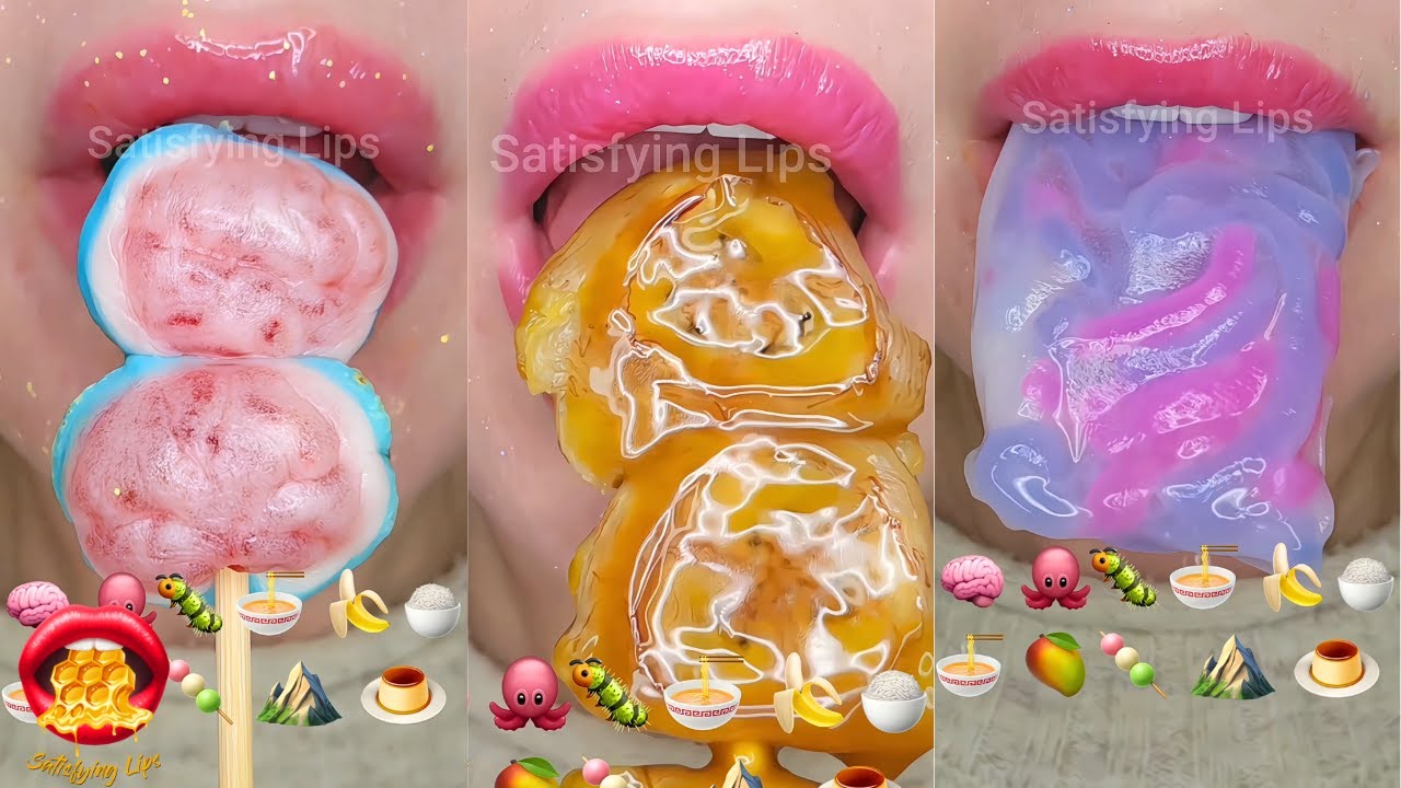 Satisfying ASMR Mouth Sounds Eating Wax Candy Frozen Honey Fruit 먹방
