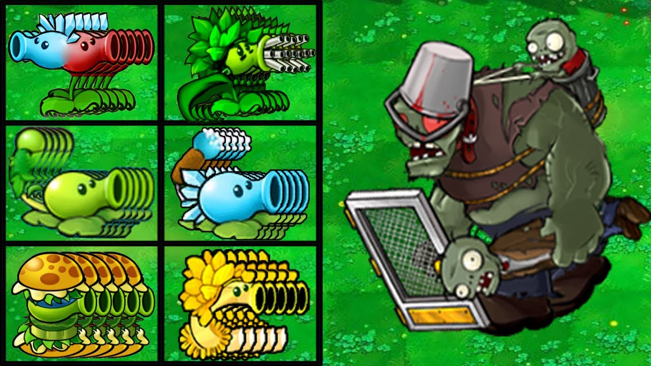 PVZ 1 Hybrid Challenge - 5 All Plants Pea  Epic Mod vs 1 Head Door GigaGargantuar - Who Will Win?