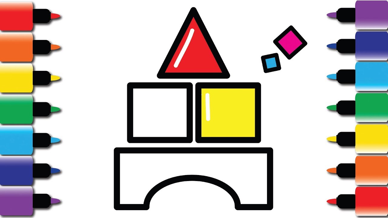 How to draw Block toys - Drawing and Colouring book for kids fun