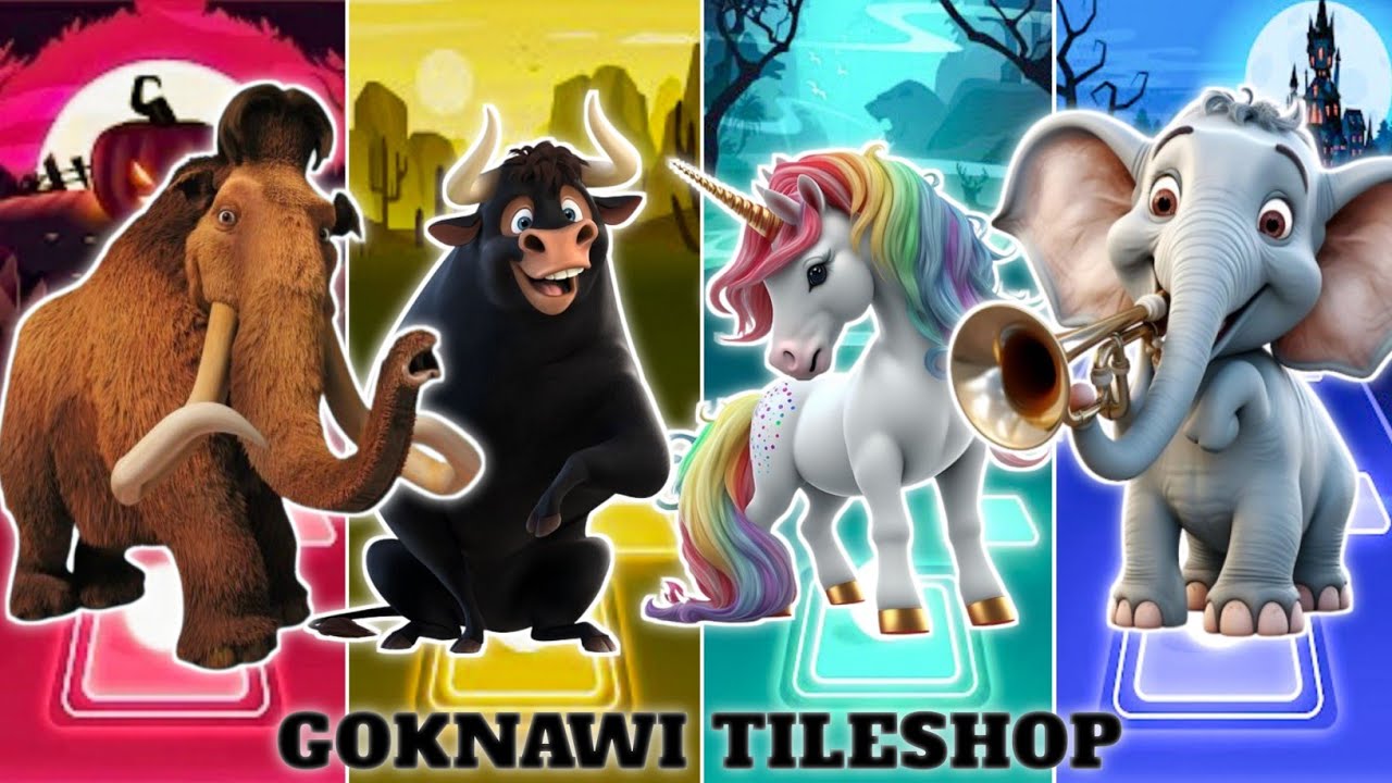 Funny Many 🐂🆚 Funny Ferdinand 🦬🆚 Funny Unicorn 🐄🆚 Funny Elephant Simpson 🐄|Coffin Dance Tiles Hop 🪩🎬