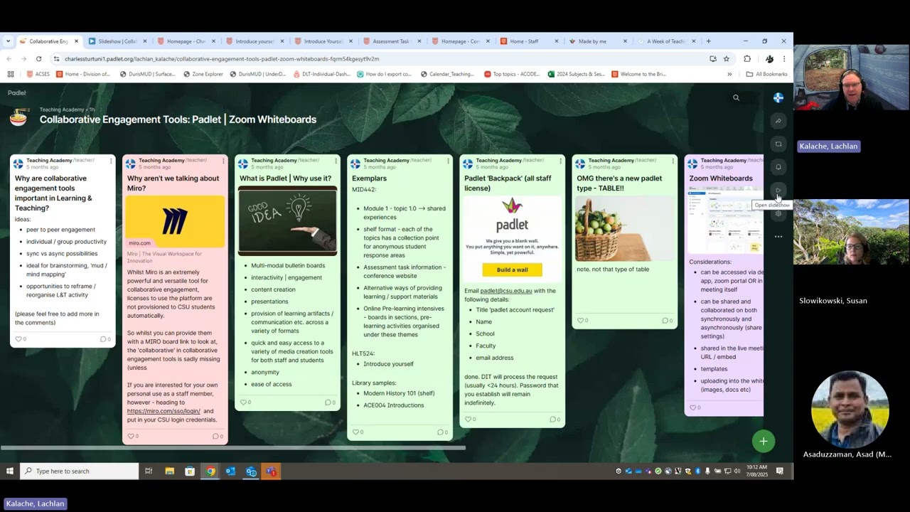 Collaborative Engagement Tools: Padlet | Zoom Whiteboards (080825 recording)