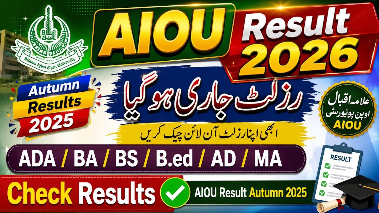 AIOU Autumn 2025 Results: Update on ADA, BA, BS, and B.Ed Results Today