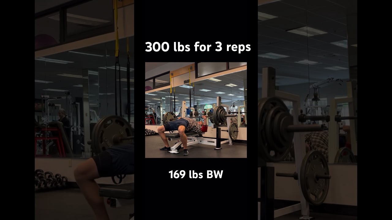 300 lbs bench press for 3 reps at 169 lbs body weight
