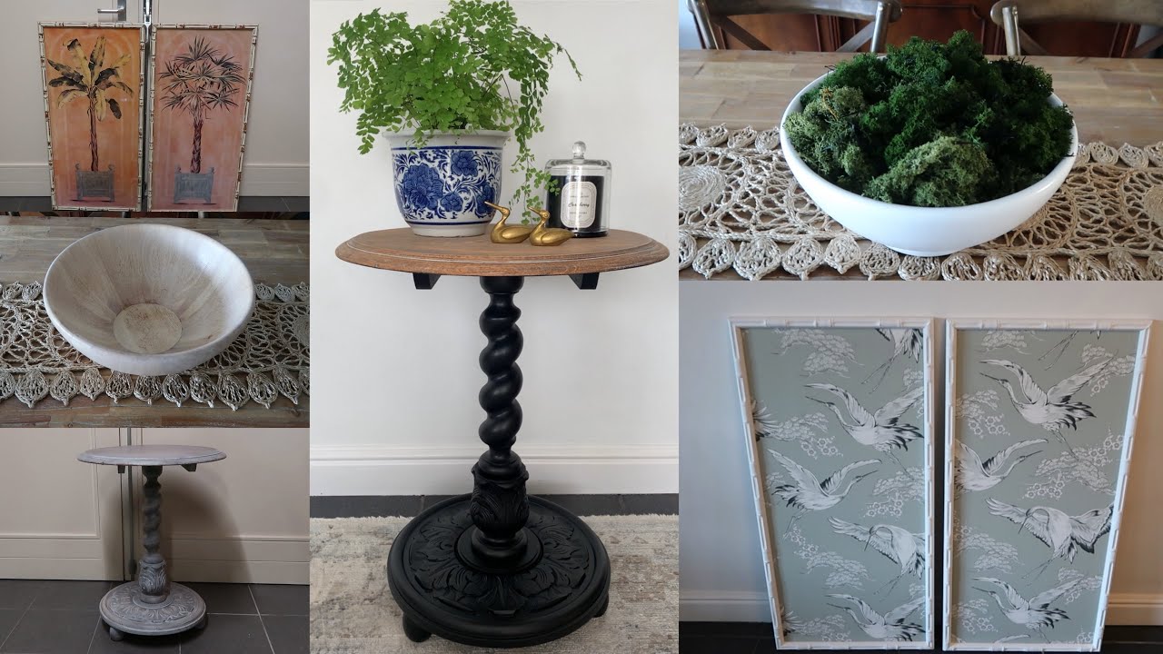 Transforme comigo - mesa lateral - quadros - tigela - antes e depois