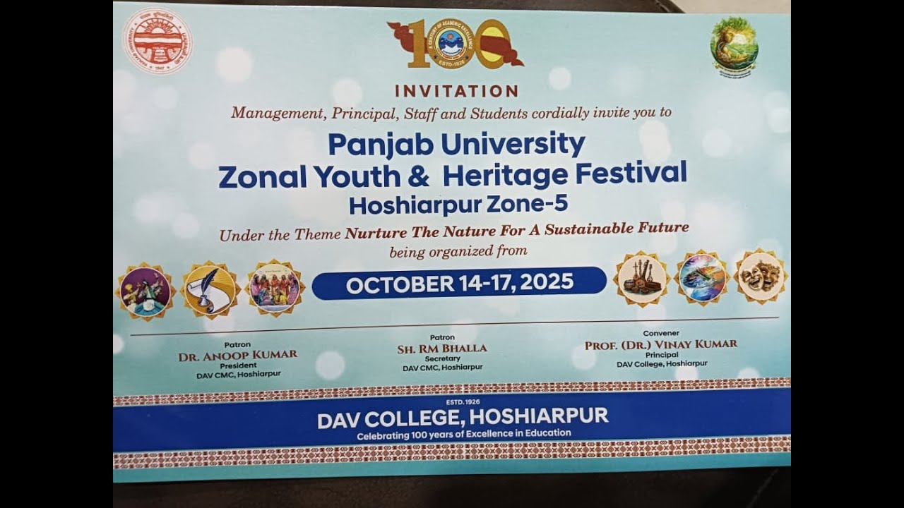 PANJAB UNIVERSITY ZONAL YOUTH & HERITAGE FESTIVAL HOSHIARPUR ZONE-5 DAY- 3